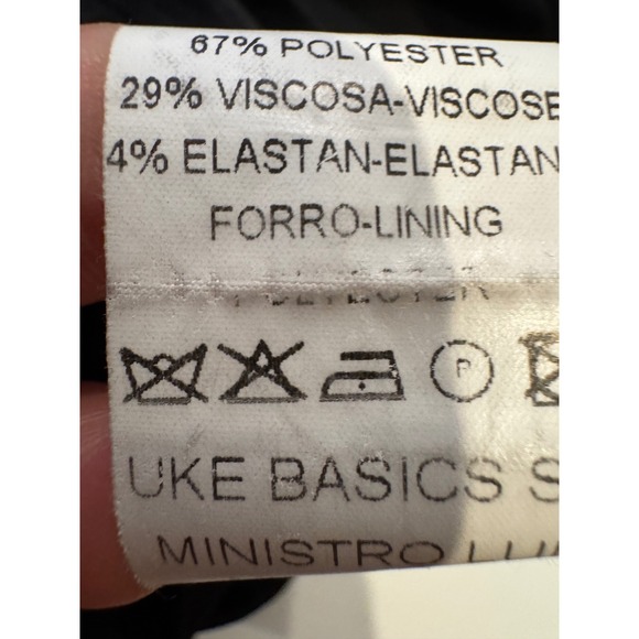 UKE. Bodycon Dress Sz 6 Made in Spain Lace Mesh Top Ponte Knit Bottom Navy Black - Picture 9 of 11